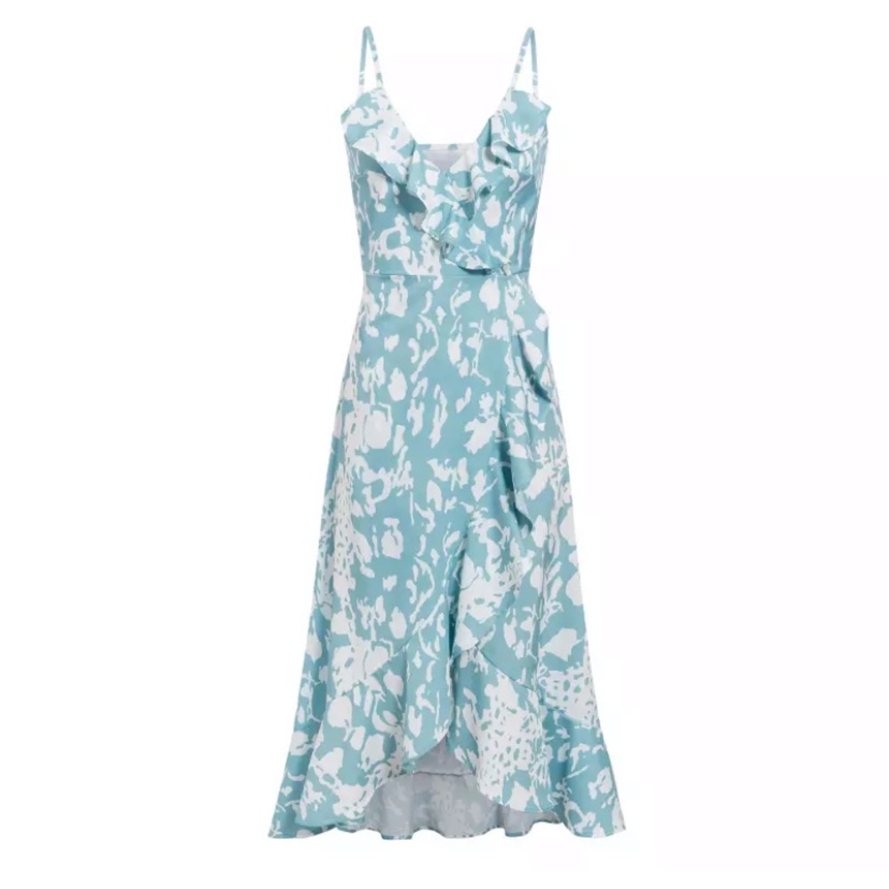 Teal Ruffle Split Hem Summer Maxi Dress - Picture 6 of 8
